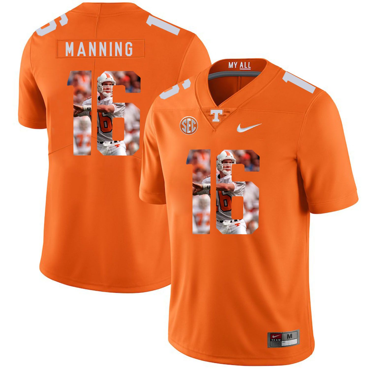 Men Tennessee Volunteers #16 Manning Orange Fashion Edition Customized NCAA Jerseys->customized ncaa jersey->Custom Jersey